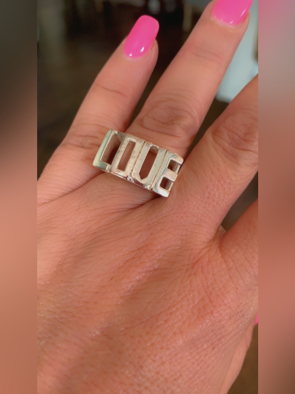 LOVE Cutout Silver Ring - Women's Fashion Statement Jewelry size 10